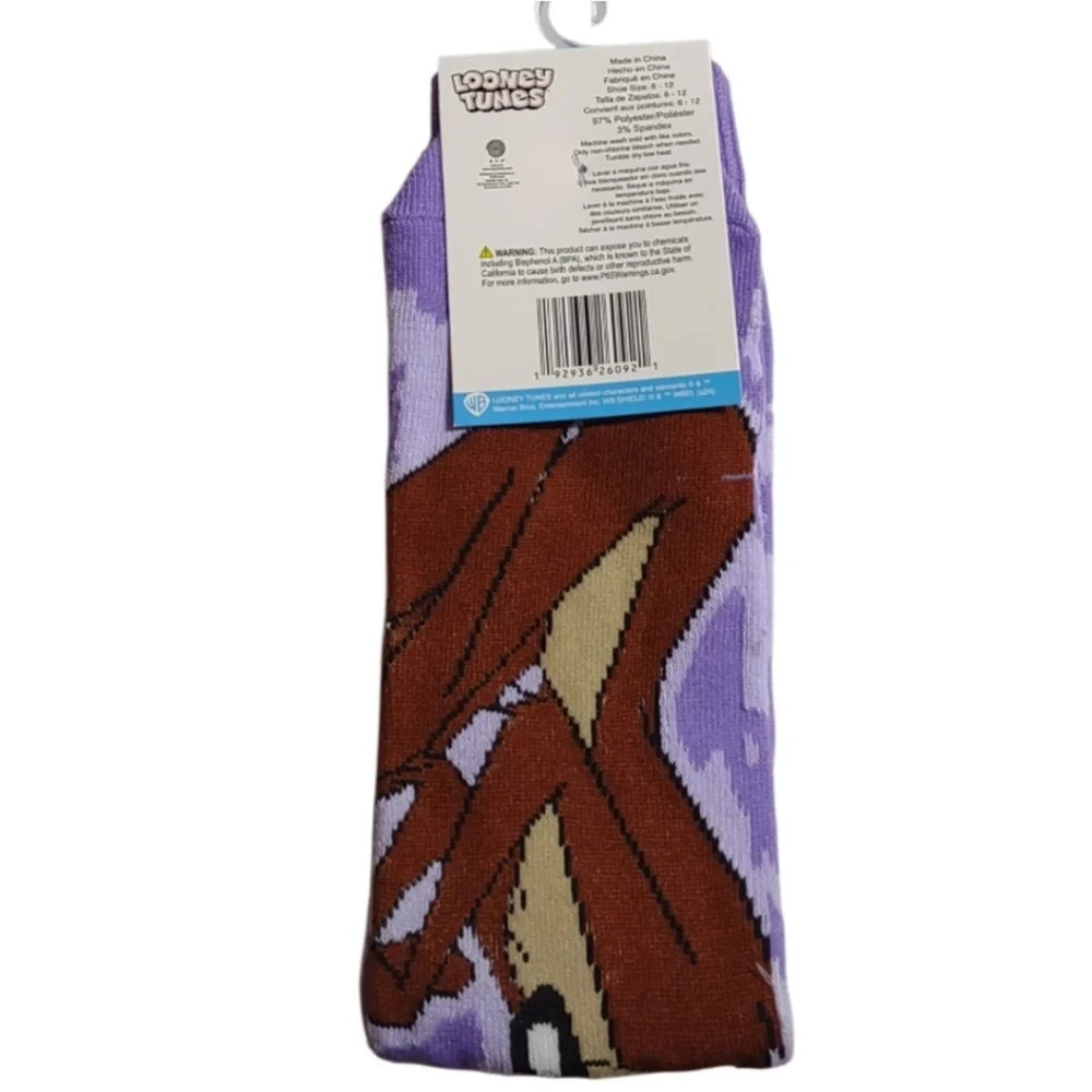 Looney Tunes Wile E. Coyote Crew Socks  Men's Unisex  Bundle And Save